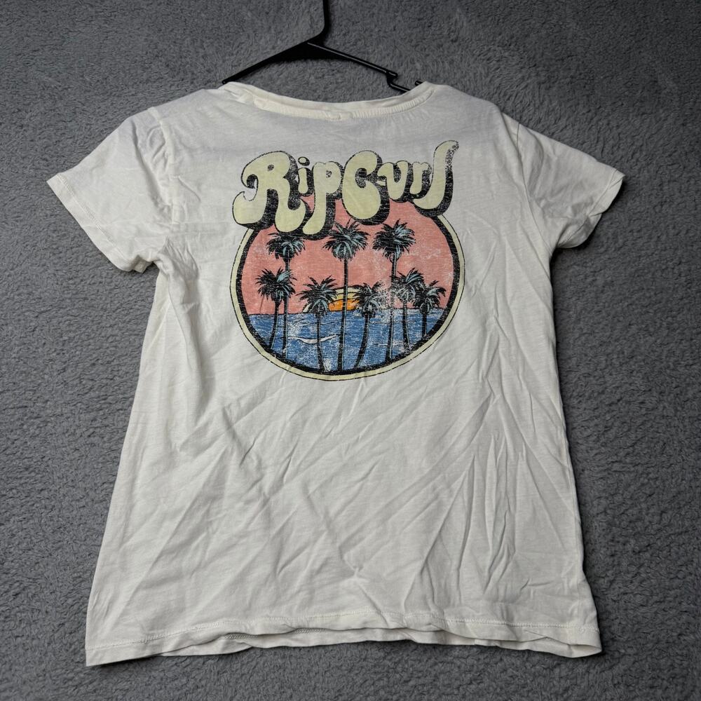 Rip Curl T Shirt Women's XS White Graphic Short Sleeve